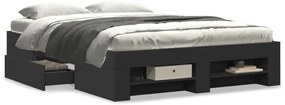 Estrutura de cama 140x190 cm derivados de madeira preto