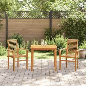 Cadeira de Jardim Empilhável 2 pcs Madeira Sólida de Teca