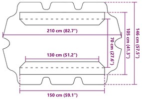Toldo suplente p/ baloiço de jardim 150/130x105/70 cm azul