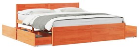 Estrutura de cama c/ gavetas 180x200 cm pinho castanho cera