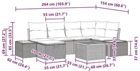 Sofá de Jardim 9 Peças com Almofadas Bege em Rattan Sintético
