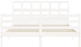 Estrutura de cama King Size com cabeceira madeira maciça branco