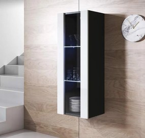 Vitrine Alta Cádiz – 40x128 cm – Preto e Branco com LED Azul