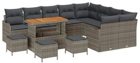 Conjunto de Sofás para Jardim de 13 Peças com Almofadas Cinza Rattan P