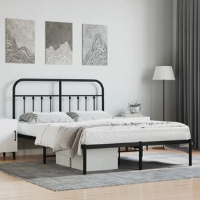 vidaXL Estrutura de cama com cabeceira 140x200 cm metal preto