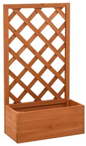 vidaXL Vaso com treliça para jardim 50x25x90 cm abeto maciço laranja