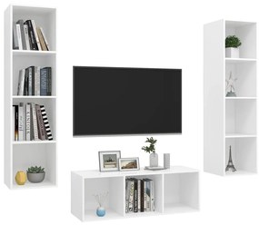 3 pcs conjunto de móveis de TV contraplacado branco