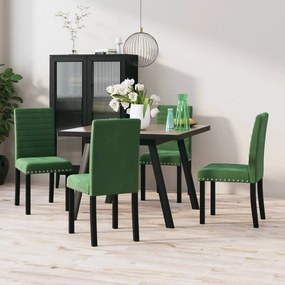vidaXL Cadeiras de jantar 4 pcs veludo verde-escuro