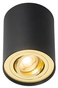 Foco de teto preto com dourado rotativo e inclinável - Rondoo Up