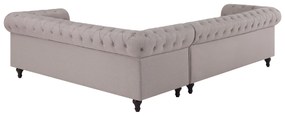 Sofá de canto à esquerda 6 lugares em tecido creme CHESTERFIELD Beliani