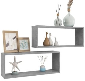 Prateleiras parede forma de cubo 2pcs 60x15x23 cm cinza cimento
