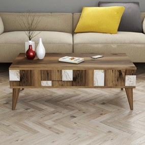 Mesa de Centro Madrid – Branco e Nogueira – 105x37,6x60 cm