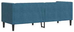 Sofá chesterfield com rolos 3 lugares veludo azul