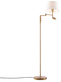 Candeeiro de pé bronze com cúpula branca e flexo de leitura ajustável - Ladas