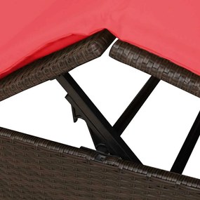 Cama Loungue Dupla Castanho Largo Rattan e Poliéster