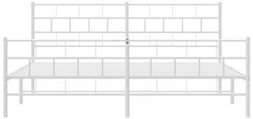 Estrutura de cama com cabeceira e pés 183x213 cm metal branco