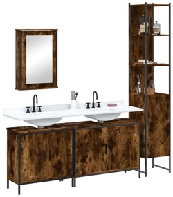 vidaXL 4pcs conjunto de móveis WC derivados de madeira carvalho fumado