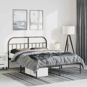 Estrutura de cama em metal com cabeceira 150x200 cm preto