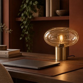 Candeeiro de Mesa Design Latão com Vidro Âmbar - Umbrella
