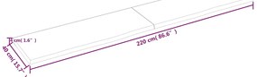 Prateleira de parede 220x40x(2-4)cm carvalho maciço não tratado