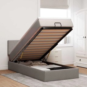 vidaXL Cama otomana com colchão 100x200 cm tecido cinza