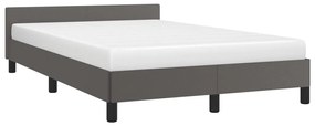 Estrutura de cama sem colchão 120x190cm couro do falso cinzento
