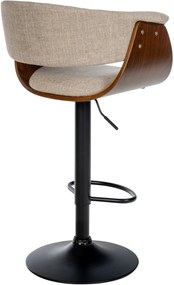 Banco alto em tecido 90-111 x 60 x 51 cm nogueira/creme