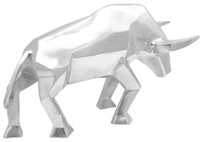 Escultura de Touro vidaXL Prateada 74x23x39 cm Alumínio