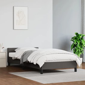 Estrutura cama c/ cabeceira 90x200 cm couro artificial cinzento