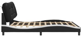 Estrutura cama c/ luzes LED 180x200cm couro artif. preto/branco