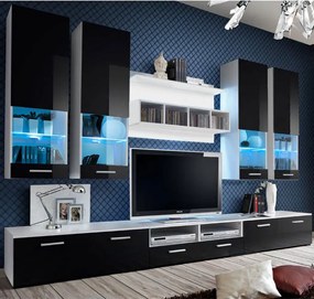 Conjunto de Móveis de Sala Beiral do Lima – 3 m – Branco e Preto com L
