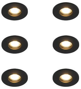 Conjunto de 6 focos embutidos modernos para casa de banho pretos - Shed