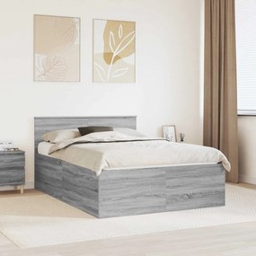 vidaXL Estrutura da Cama Cinza Sonoma 140 x 200 cm Madeira processada