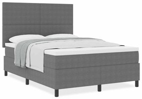 Cama Box Spring com Colchão Cinza Claro 140x200 cm Tecido de Corduroy