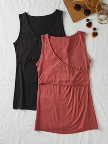 Lote de 2 tops de grávida, efeito cruzado, Fiona, ENVIE DE FRAISE terracota