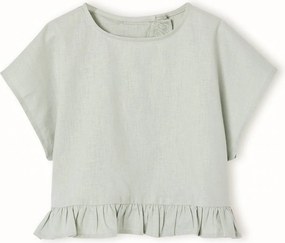 Blusa em linho para menina verde-salva