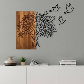 Acessório Decorativo de Parede Ma-391 – Nogueira e Preto – 61 x 58 cm