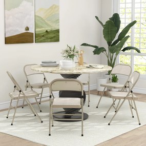Conjunto de 6 cadeiras dobráveis (MESA NÃO INCLUIDA), cadeiras de jantar portáteis com estrutura em aço, dim. 45 x 46 x 78 cm, bege