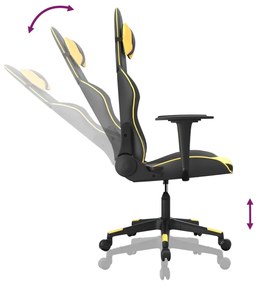 Cadeira gaming massagens couro artificial preto e dourado