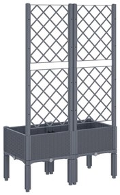 Vaso/floreira de jardim c/ treliça 80x40x142 cm PP cinzento azul