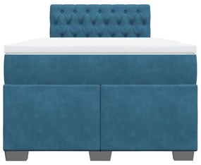 Cama boxspring com colchão 120x190 cm veludo azul-escuro