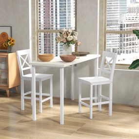 Conjunto de 2 cadeiras altas bar (MESA NÃO INCLUIDA), cadeiras de bar em estilo rústico-chique, em madeira, com 60 cm de altura e apoio para os pés, b