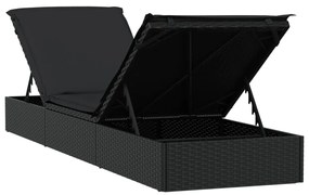 Espreguiçadeiras com mesa 2 pcs vime PE preto