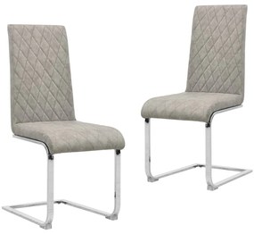 vidaXL Cadeiras de jantar cantilever 2 pcs couro artif. cinzento-claro