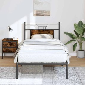 vidaXL Estrutura cama s/ colchão derivados de madeira carvalho fumado