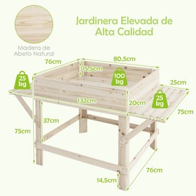 Floreira Elevada "Asgard" com 2 Mesas Laterais - 132x76x75cm, Madeira