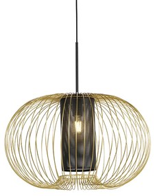 Candeeiro de suspensão design dourado com preto 60 cm - Marnie Design