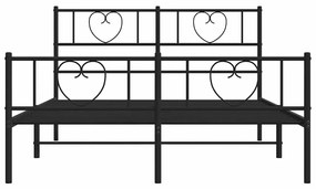 Estrutura de cama com cabeceira e pés 150x200 cm metal preto