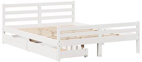 Cama sem colchão 150x200 cm madeira de pinho maciça branco