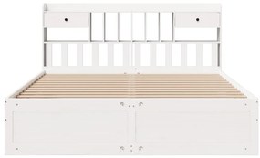 Cama com estante sem colchão 180x200 cm pinho maciço branco